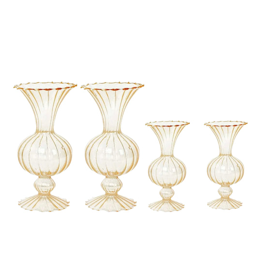 4 Nordic Style Gold Glass Flower Vases