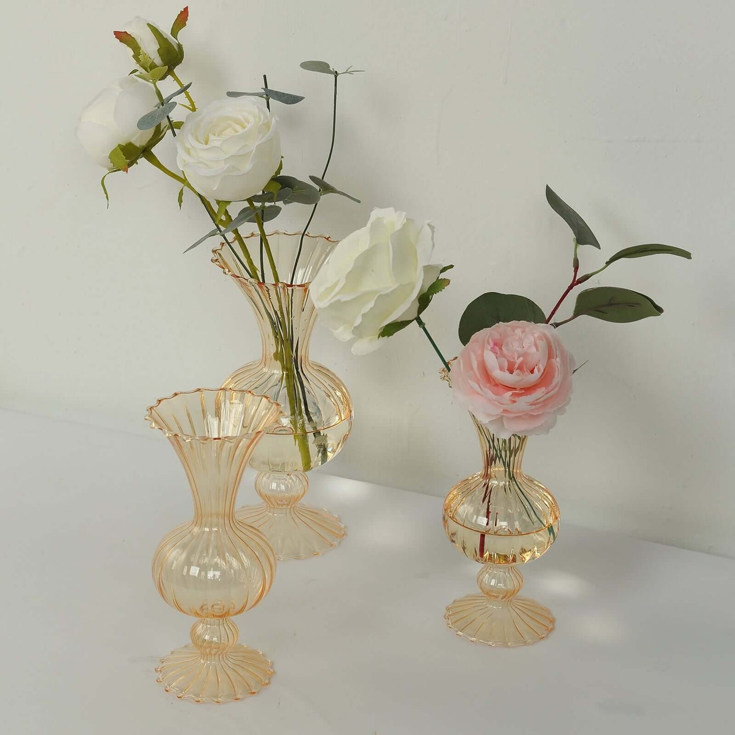 4 Nordic Style Gold Glass Flower Vases