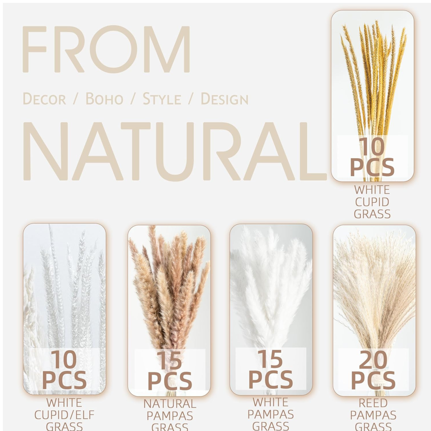 Home Collection 70PCS Natural Dried Pampas Grass Boho Home Decor Bouquet