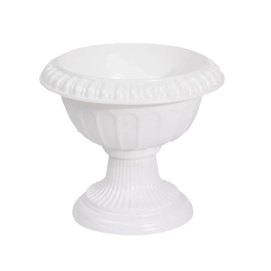 4 White Roman Style 6" Plastic Vase Flower Pots