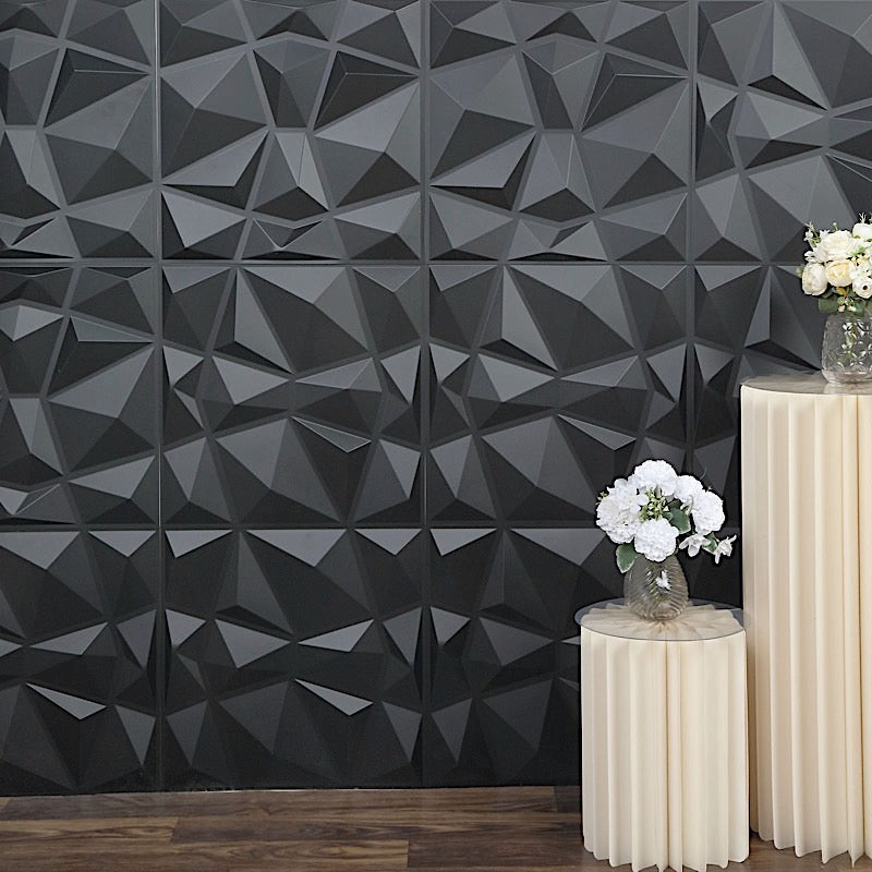 Black 3D Diamond PVC Wall Panels 12 Pack