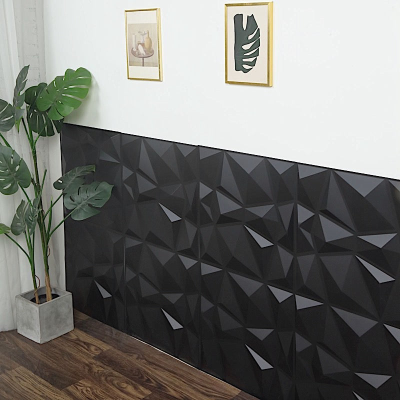 Black 3D Diamond PVC Wall Panels 12 Pack