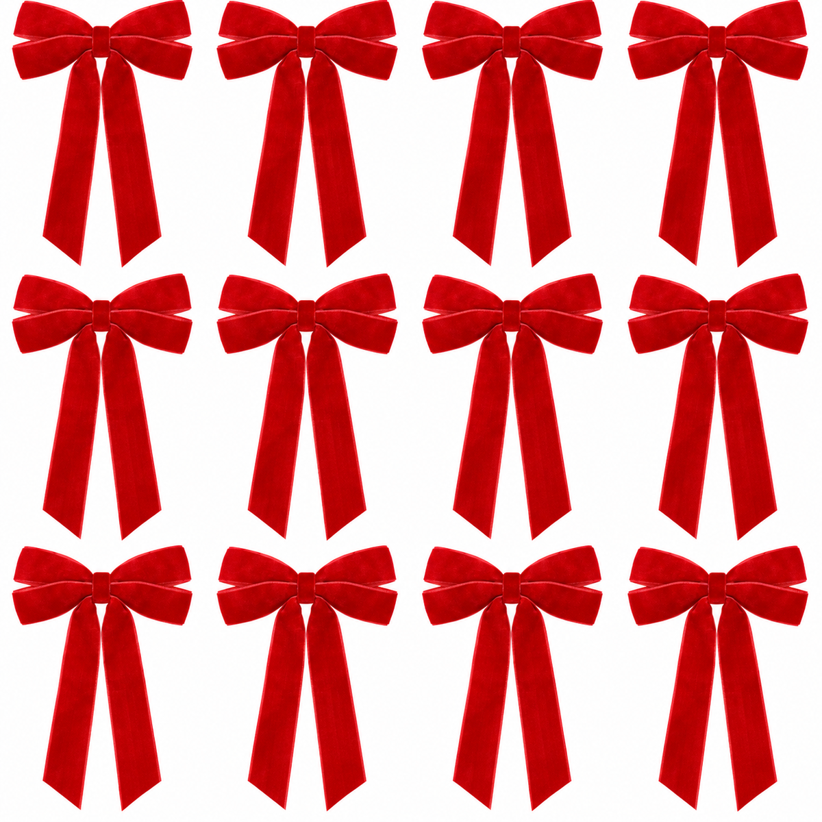 Home Collection Pack of 12 Velvet Christmas Ribbon Bows 5x10 Inch Holiday Tree Decorations