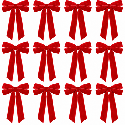 Home Collection Pack of 12 Velvet Christmas Ribbon Bows 5x10 Inch Holiday Tree Decorations