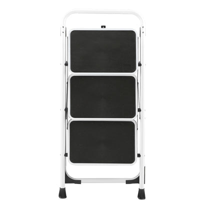 3-Step Folding Iron Ladder with Short Handrail Black & White