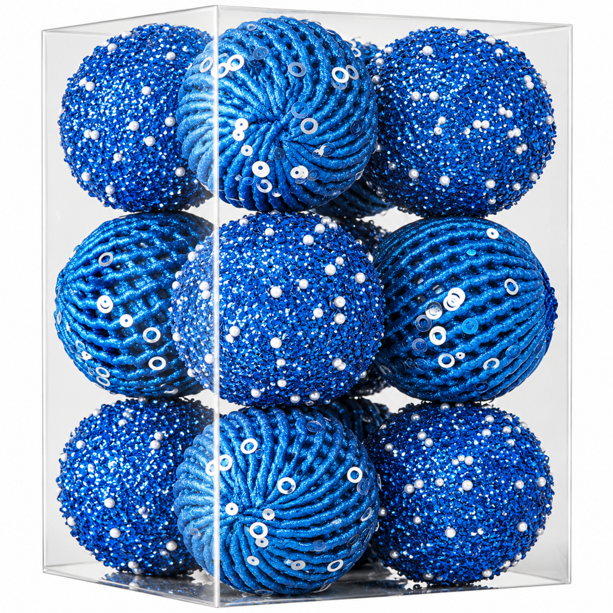 Home Collection Pack of 12 Sparkly Sequin Christmas Ball Ornaments 3.15 Inch Shatterproof Tree Decorations