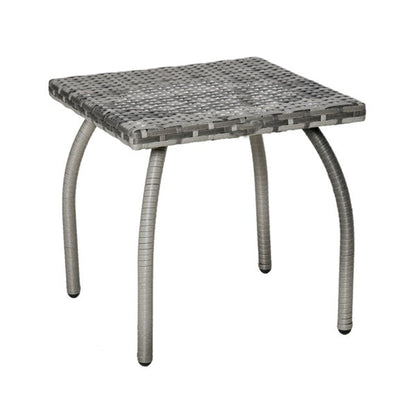 Gray Handwoven Rattan Outdoor Coffee Table with Steel Frame