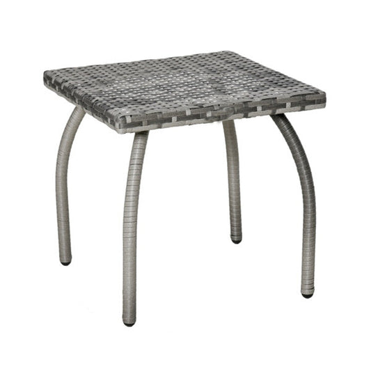 Gray Handwoven Rattan Outdoor Coffee Table with Steel Frame
