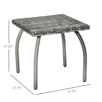 Gray Handwoven Rattan Outdoor Coffee Table with Steel Frame