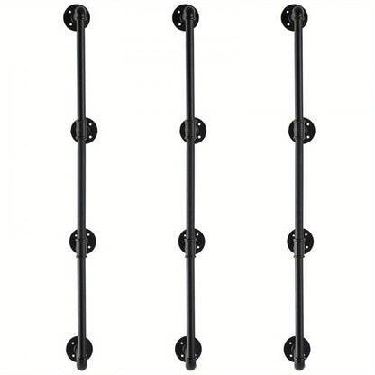 4-Tier Wall-Mount Industrial Pipe Shelf Set of 3 (Planks Not Included)