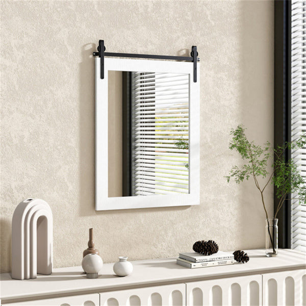 30" x 22" Natural Wall Mount Mirror with Solid Wood Frame