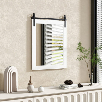 30" x 22" Natural Wall Mount Mirror with Solid Wood Frame