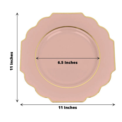 Home Collection 10 Pack 12" Disposable Baroque Plastic Dinner Plates with Gold Rim