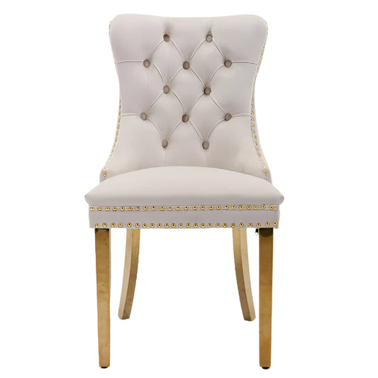 Modern Velvet Dining Chairs with Gold Legs Set of 2