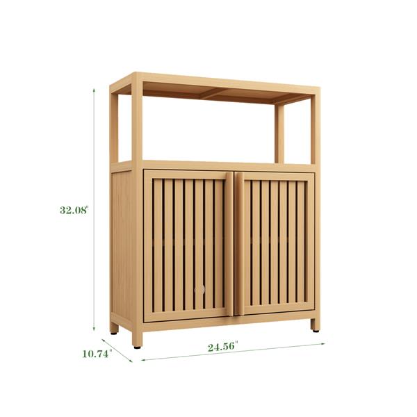 Large Bamboo Storage Cabinet with Shelves