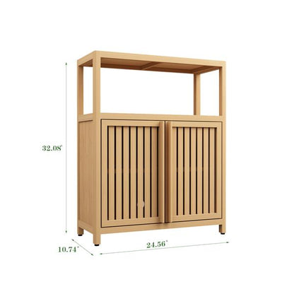 Large Bamboo Storage Cabinet with Shelves