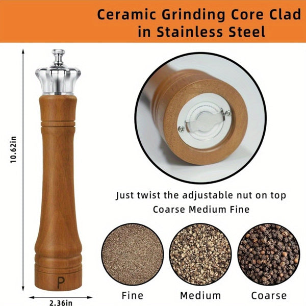 10 Inch Salt and Pepper Grinder Set – 2-Pack