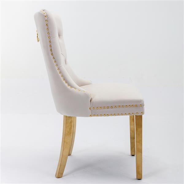 Modern Velvet Dining Chairs with Gold Legs Set of 2