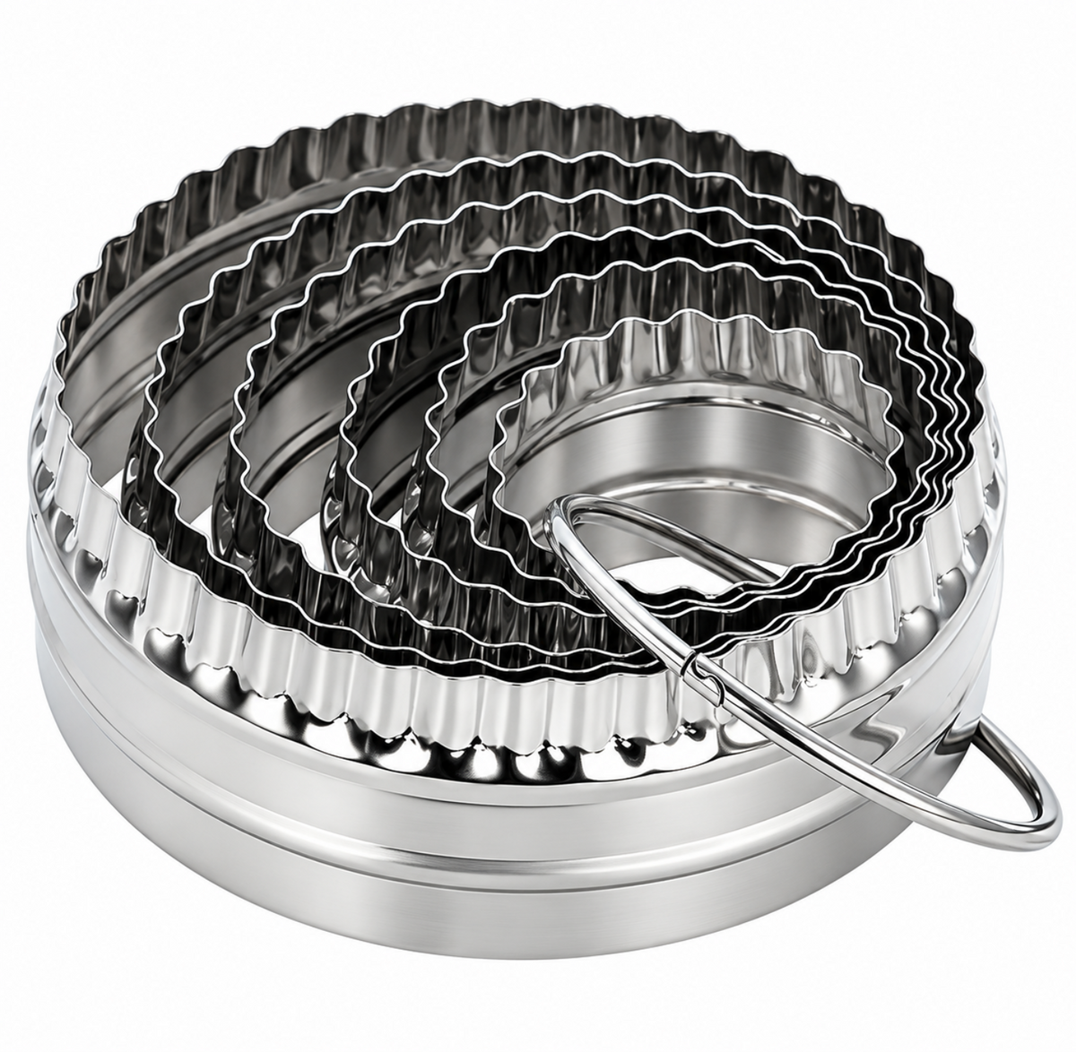 Home Collection Pack of 6 Fluted Cookie Cutter Set Double-Sided Stainless Steel Biscuit Cutters