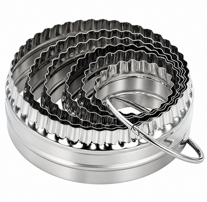 Home Collection Pack of 6 Fluted Cookie Cutter Set Double-Sided Stainless Steel Biscuit Cutters