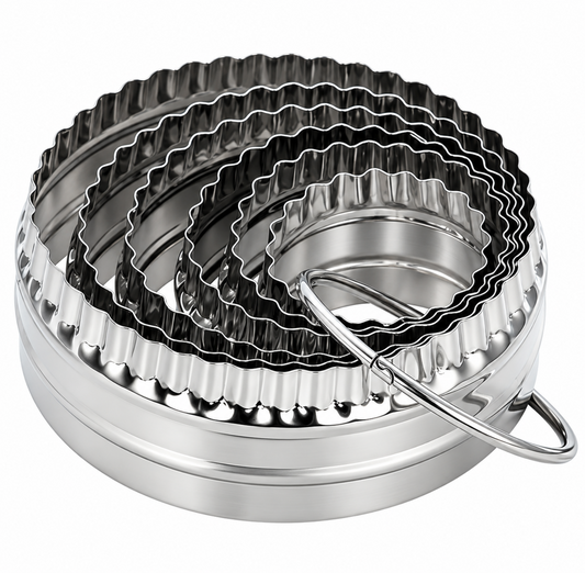 Home Collection Pack of 6 Fluted Cookie Cutter Set Double-Sided Stainless Steel Biscuit Cutters