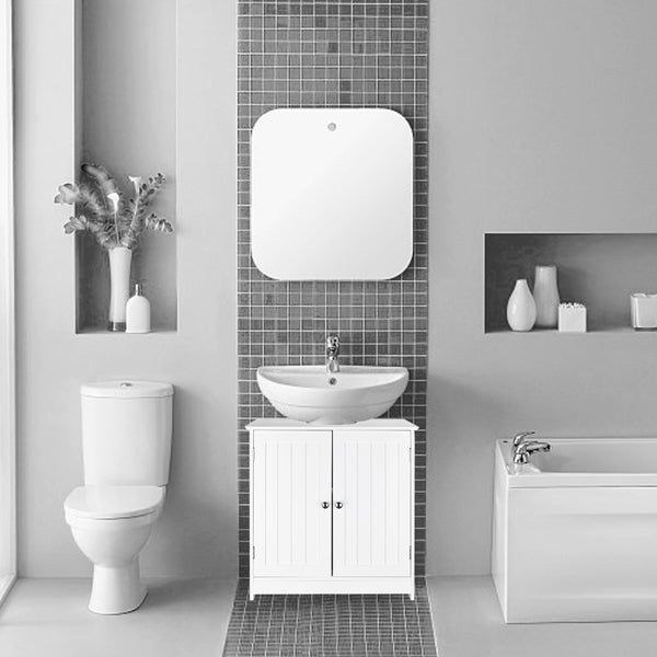 White Bathroom Sink Cabinet with Storage