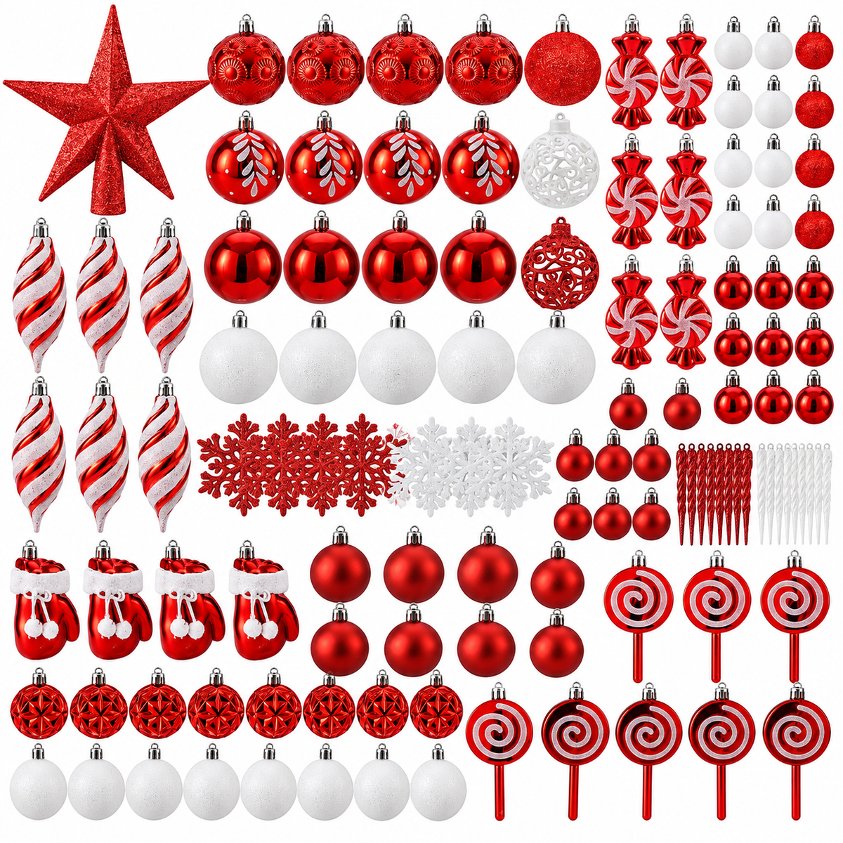Home Collection Pack of 130 Shatterproof Christmas Ball Ornaments Assorted Holiday Tree Decorations