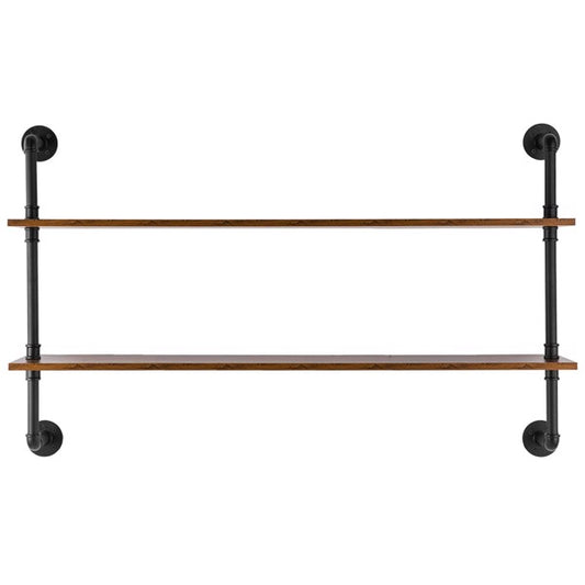 2-Tier Industrial Pipe Wall Shelf