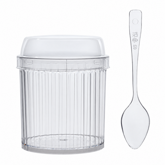 Home Collection Pack of 24 Clear Ribbed Plastic Dessert Cups 5oz