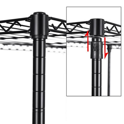 Heavy Duty Garment Rack with Adjustable Shelves & Wheels Black