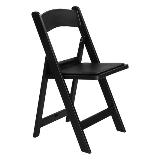 Folding Resin Chair with Padded Seat Black