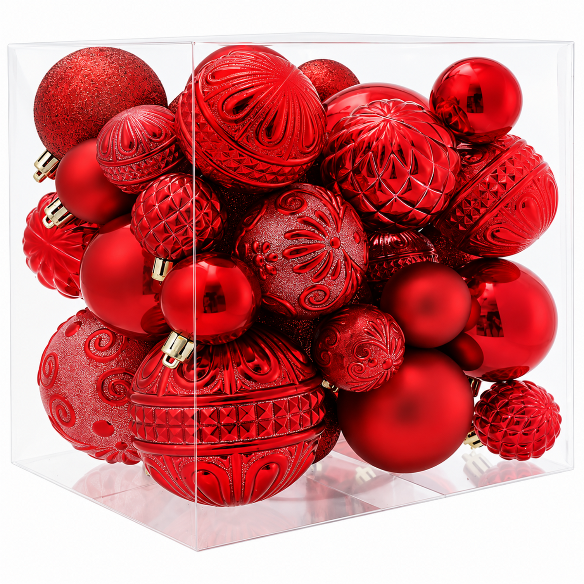Home Collection Pack of 36 Shatterproof Christmas Ball Ornaments 6 Styles in 3 Sizes