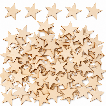 Home Collection 100Pcs Unfinished Wooden Stars for Crafts
