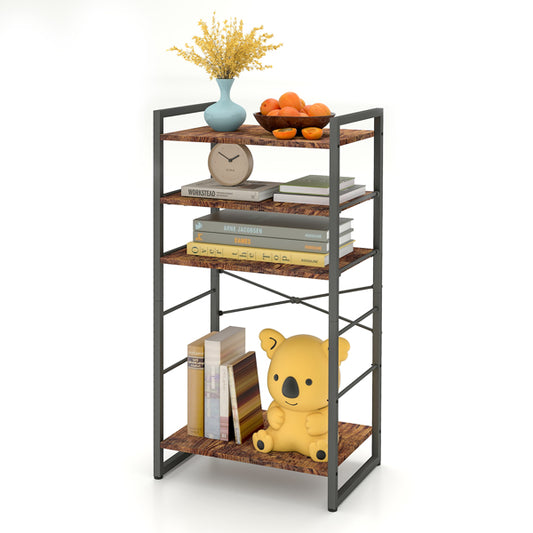 Small 4-Tier Adjustable Bookshelf Metal Bookcase