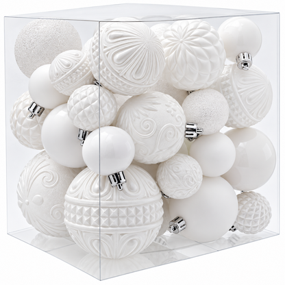 Home Collection Pack of 36 Shatterproof Christmas Ball Ornaments 6 Styles in 3 Sizes