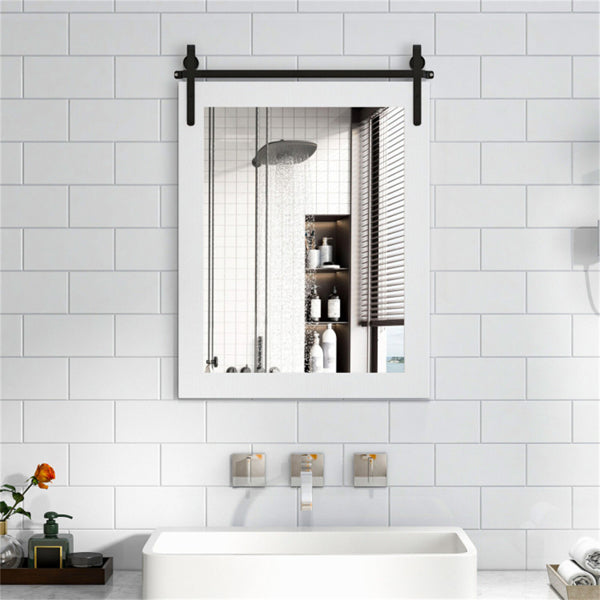 30" x 22" Natural Wall Mount Mirror with Solid Wood Frame