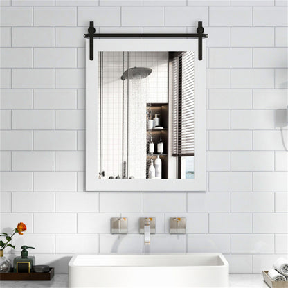30" x 22" Natural Wall Mount Mirror with Solid Wood Frame
