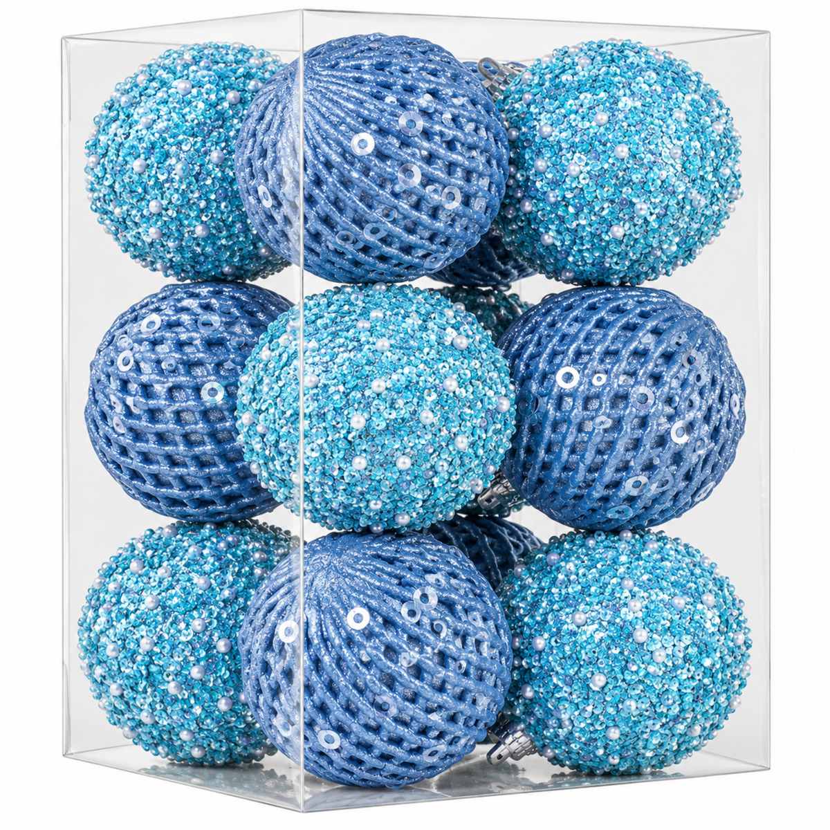 Home Collection Pack of 12 Sparkly Sequin Christmas Ball Ornaments 3.15 Inch Shatterproof Tree Decorations