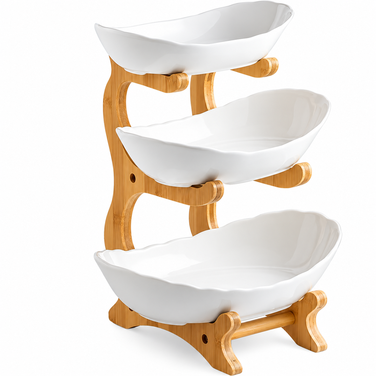 Home Collection 3-Tier Ceramic Fruit Bowl Stand