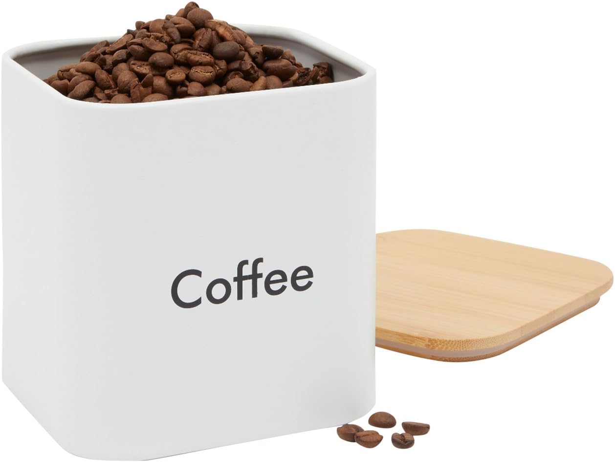 Home Collection 3Pcs White Iron Coffee Bean Storage Canister