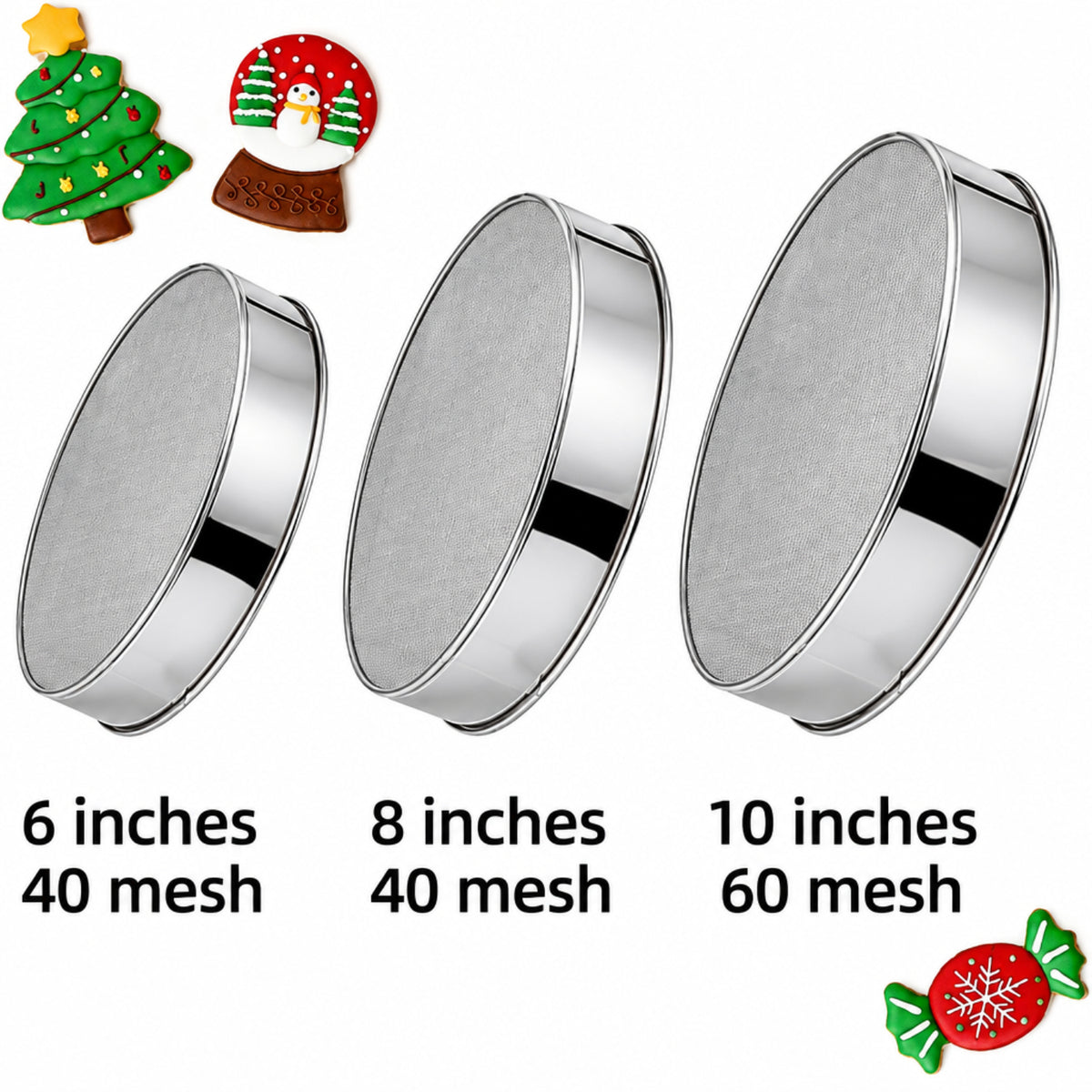 Home Collection 3-Pack Round Flour Sifter Set