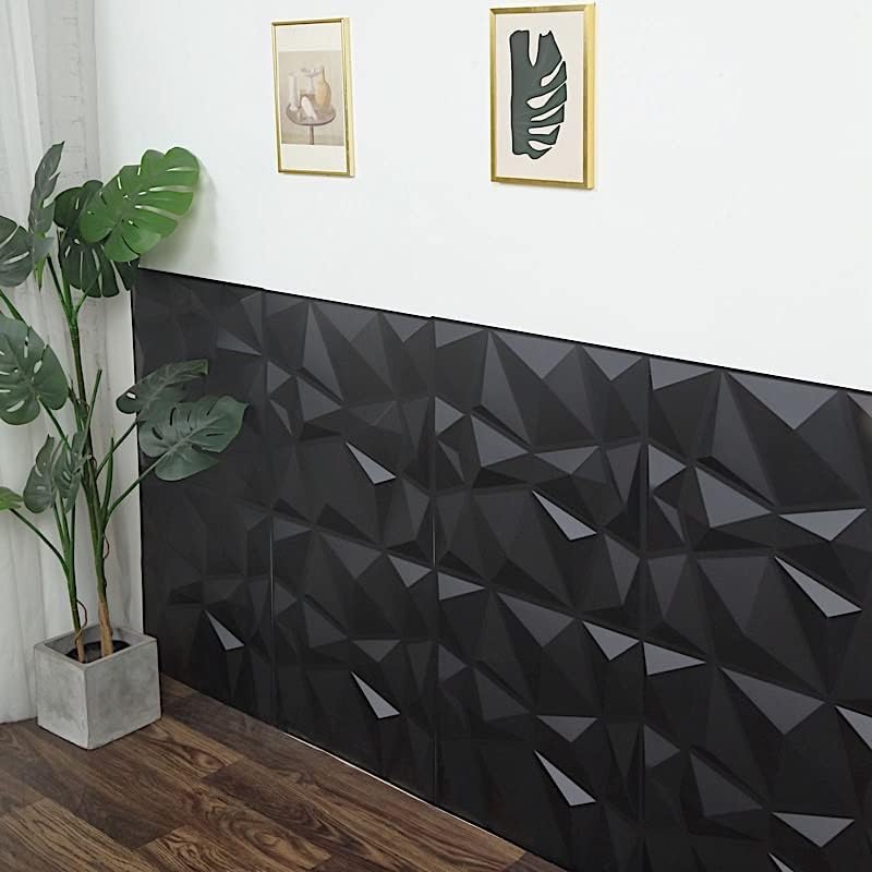 Home Collection 12Pcs Matte Black PVC 3D Wall Panels