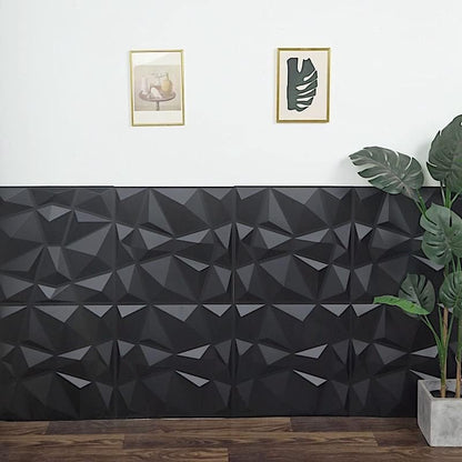 Home Collection 12Pcs Matte Black PVC 3D Wall Panels
