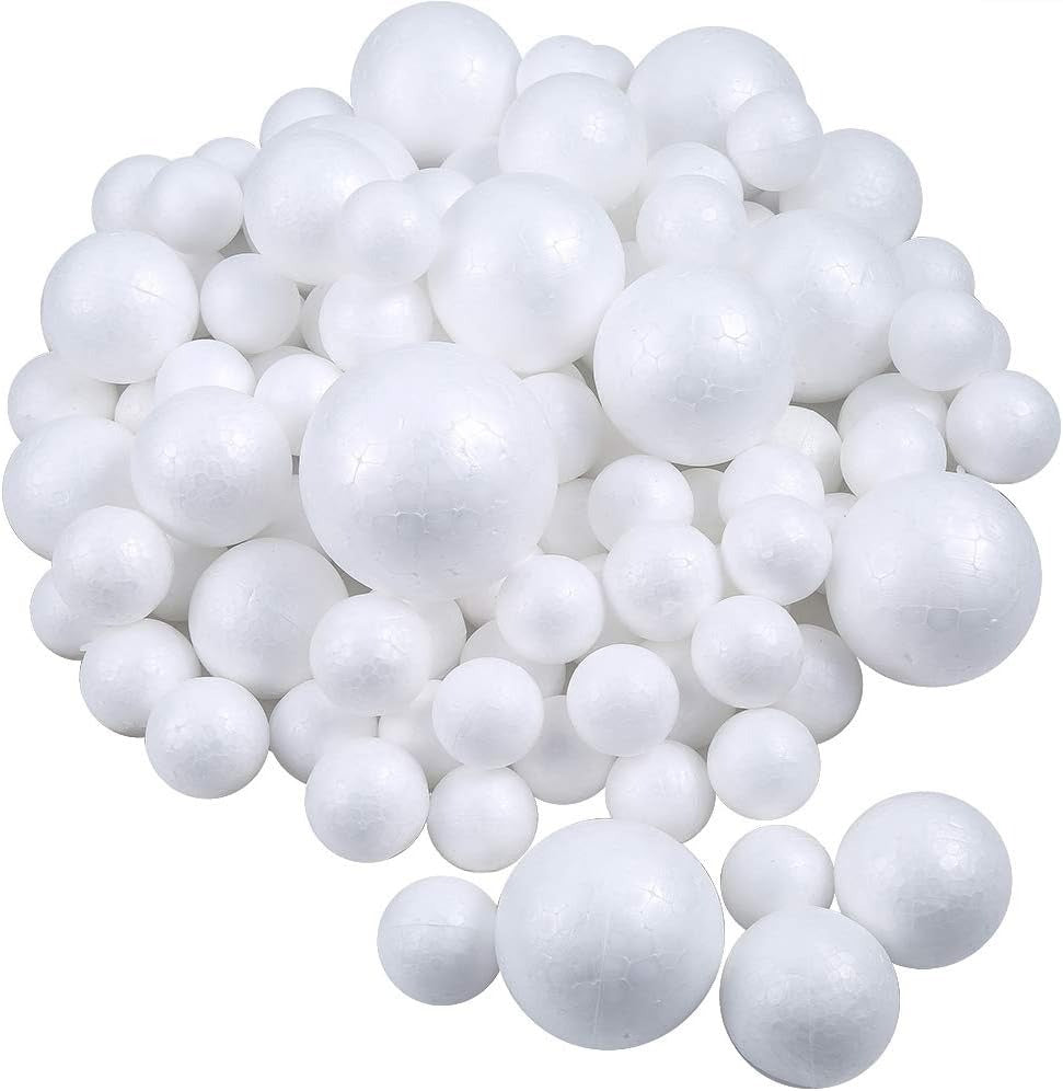 Home Collection 100PCS 5 Assorted Sizes White Foam Balls