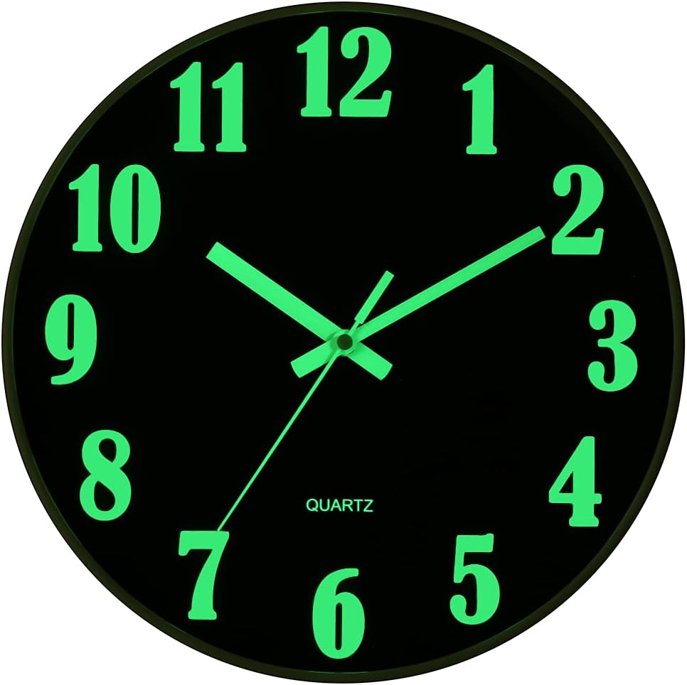 Home Collection Glow in the Dark Wall Clock 12"