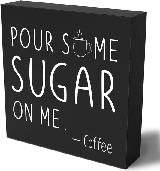 Home Collection Rustic Black Wooden Coffee Sign