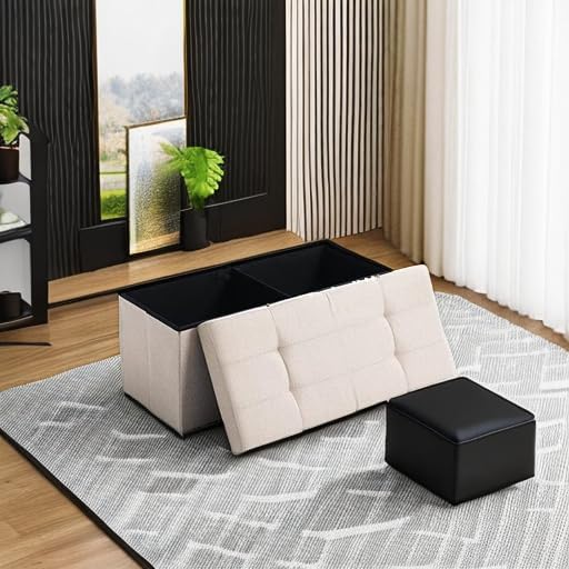 Home Collection 30-Inch Folding Storage Ottoman Bench