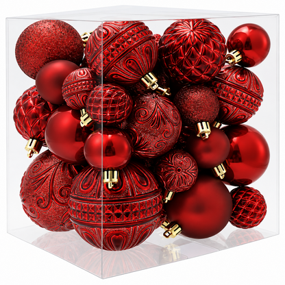 Home Collection Pack of 36 Shatterproof Christmas Ball Ornaments 6 Styles in 3 Sizes