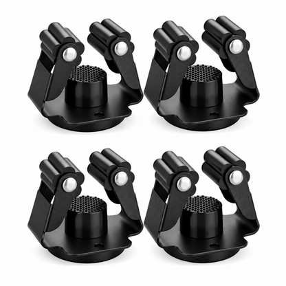 Home Collection Pack of 4 Black Magnetic Mop and Broom Holders with Anti-Slip Grips