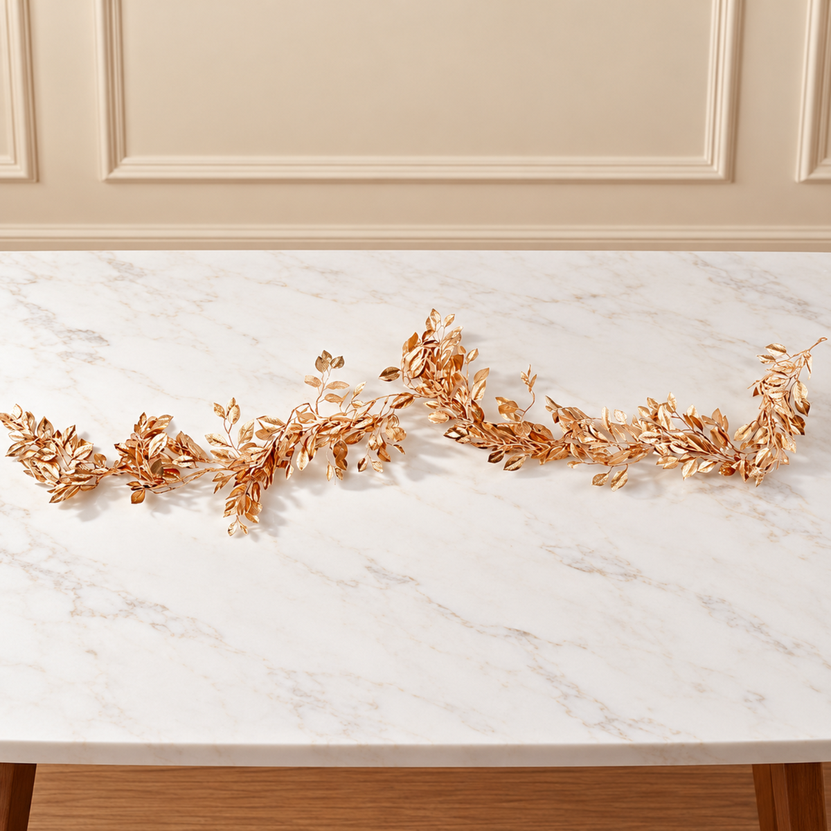 Home Collection 6 Ft Gold Metallic Magnolia Leaf Garland